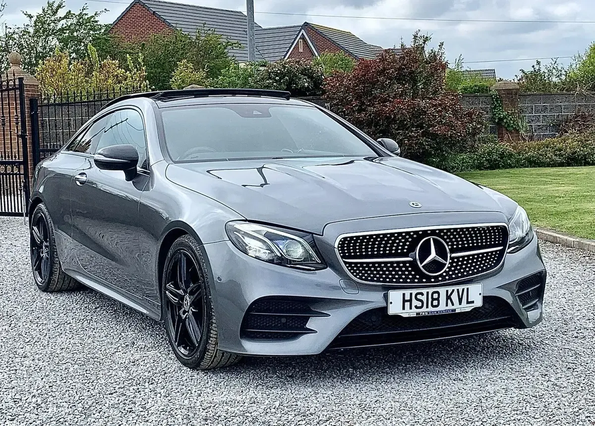 Used Mercedes E220 AMG Line Premium Plus 194 HP (142 kW) 2018 Grey Coupe