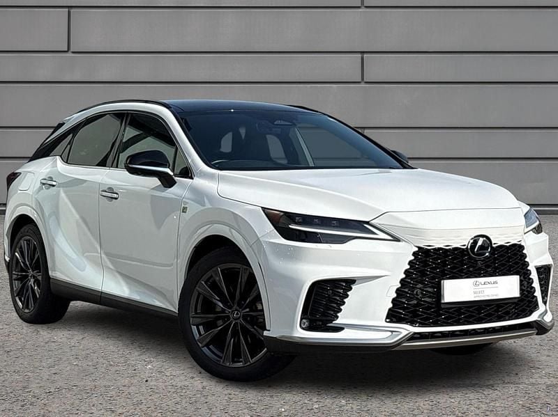 F sport white Used 2023 Lexus RX450h+ Sport Design Packet SUV | £49,450 - Image 1/4