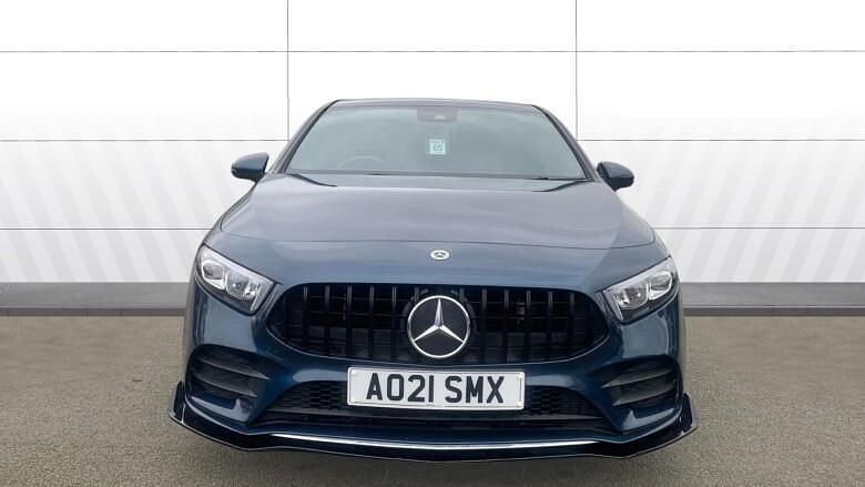 Used Mercedes A250 AMG line 218 HP (160 kW) 2021 Blue Hatchback