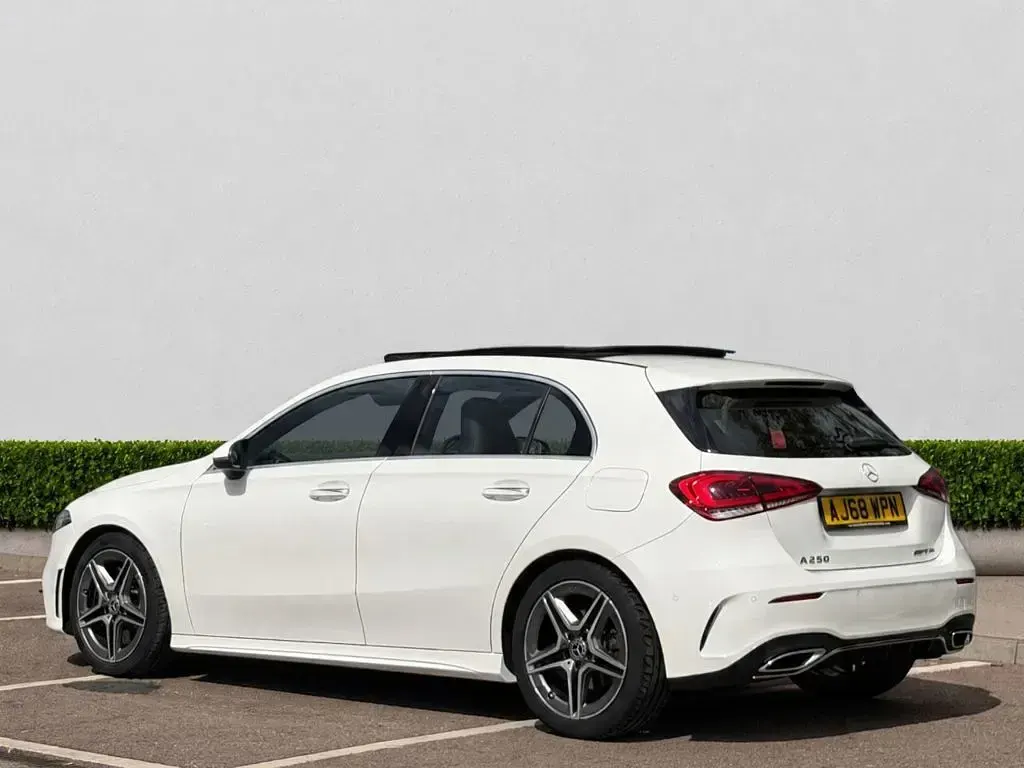 Used Mercedes A250 AMG line 224 HP (164 kW) 2019 White Hatchback