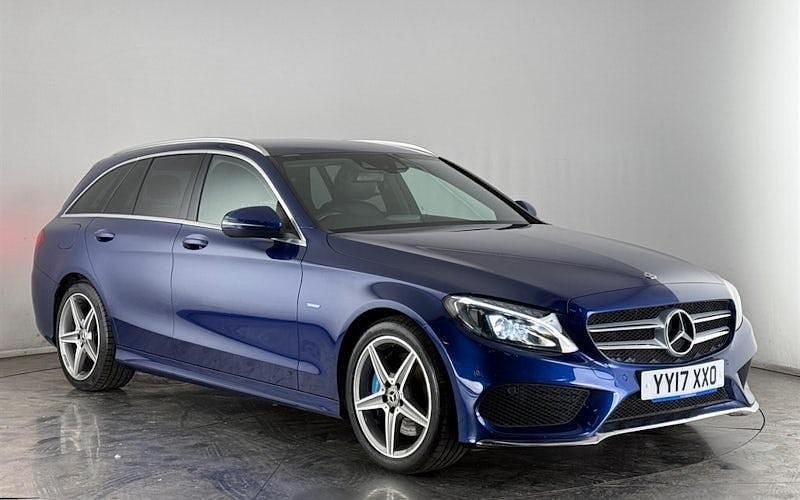 Used Mercedes C350e AMG line 294 HP (216 kW) 2017 Blue Estate