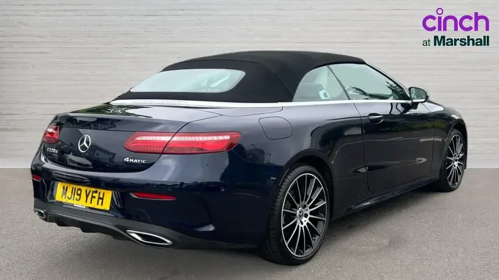 Used Mercedes E220 AMG line 194 HP (142 kW) 2019 Blue Cabriolet