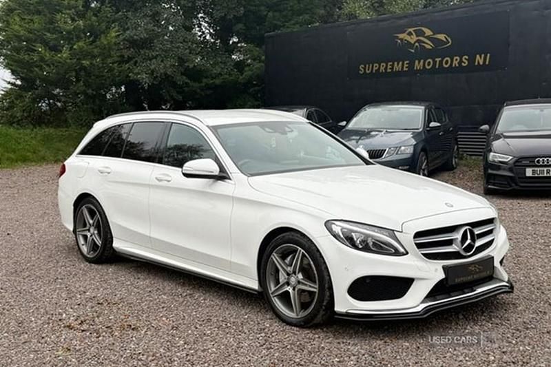 White Used 2015 Mercedes C220 AMG line Estate | £9,995 (Expensive) - Image 1/1