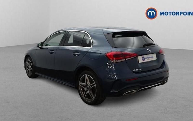 Used Mercedes A250 AMG line 218 HP (160 kW) 2021 Blue Hatchback