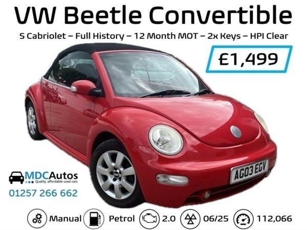 Red Used 2003 VW Beetle Cabriolet | £1,499 (Super price) - Image 1/1