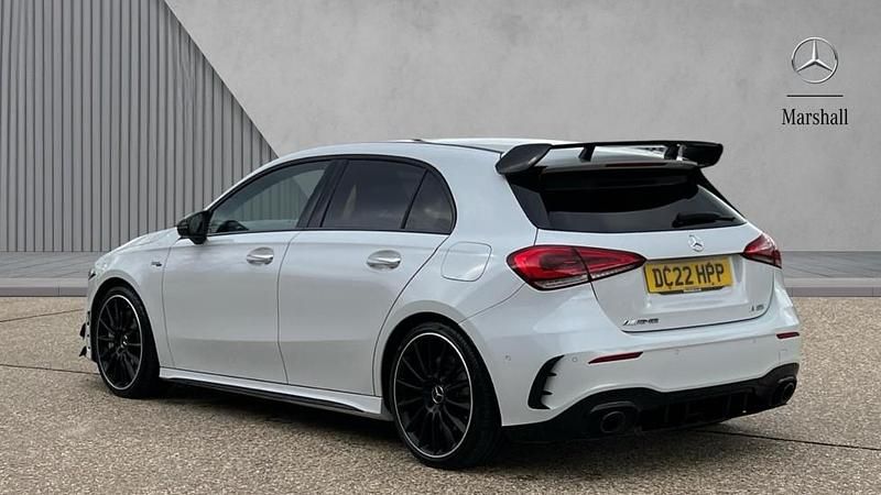 Used Mercedes A35 AMG Premium Plus 306 HP (225 kW) 2022 Moonstone white metallic Hatchback