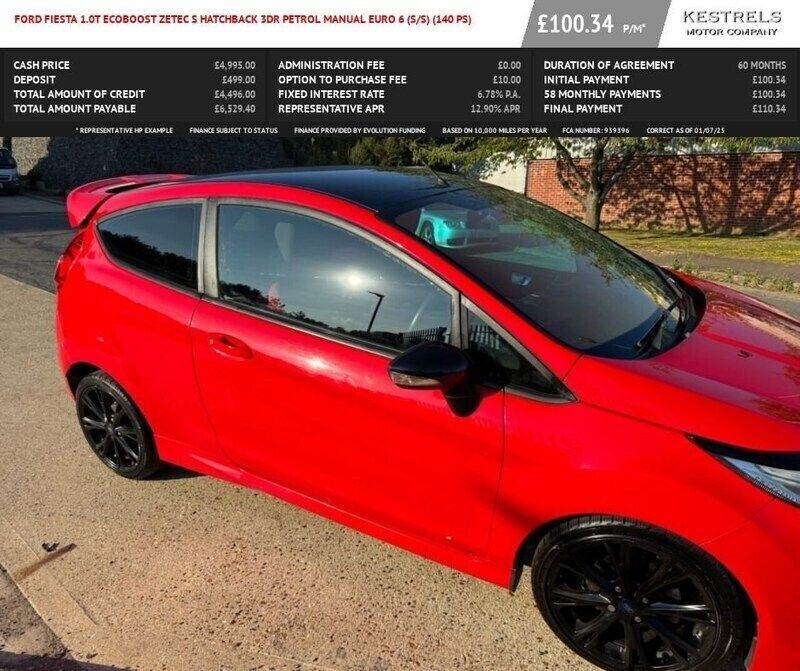 Red Used 2015 Ford Fiesta Zetec Hatchback | £4,995 (Fair price) - Image 1/3