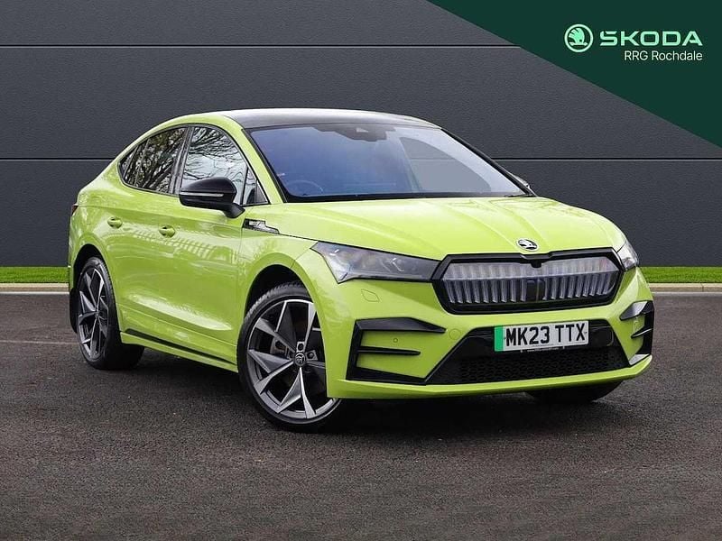 Hyper green Used 2023 Skoda Enyaq iV vRS SUV | £24,900 (Good price) - Image 1/4