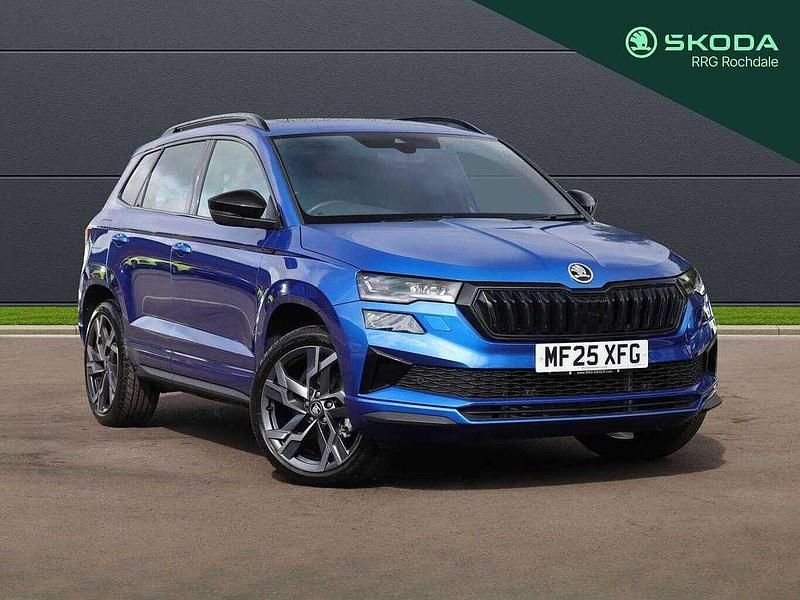 Race blue metallic Used 2025 Skoda Karoq SportLine SUV | £33,995 (Expensive) - Image 1/4