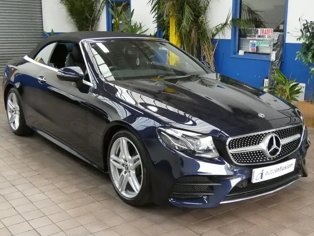 Used Mercedes E300 AMG line 245 HP (180 kW) 2018 Blue Cabriolet