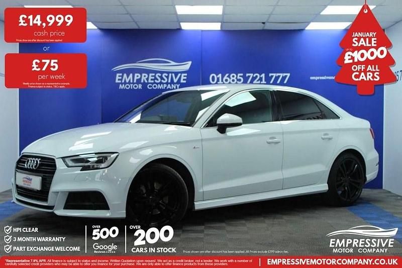 White Used 2018 Audi A3 S-Line Sedan | £14,999 (Fair price) - Image 1/4