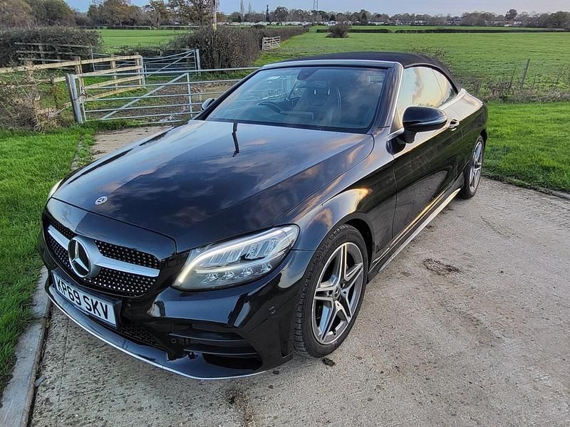 Used Mercedes C220 AMG line 194 HP (142 kW) 2019 Black Cabriolet