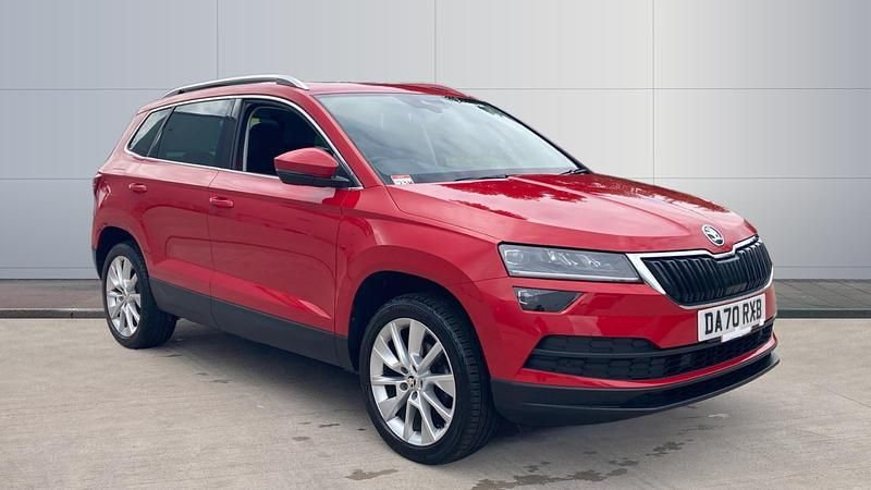 Red Used 2021 Skoda Karoq SE L SUV | £17,632 (Fair price) - Image 1/3