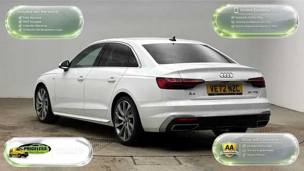 Used Audi A4 S-Line 150 HP (110 kW) 2023 White Sedan