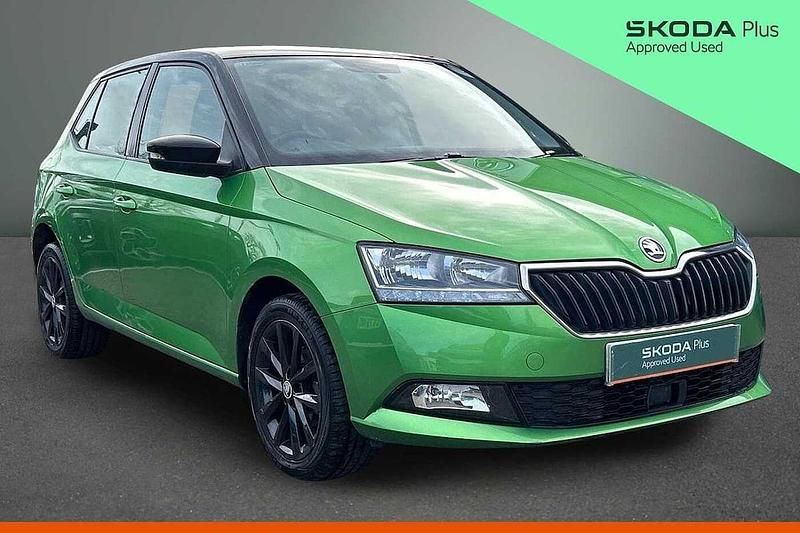 Used Skoda Fabia Colour Edition 94 HP (69 kW) 2019 Rallye green metallic black magic pearl effect Hatchback