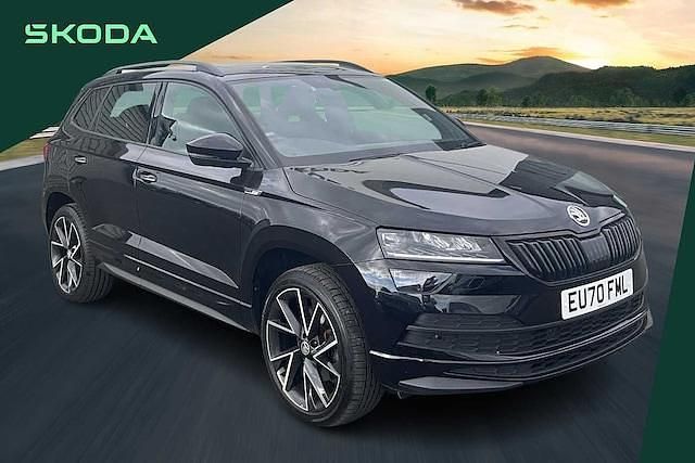 Black magic pearl effect Used 2020 Skoda Karoq SportLine SUV | £23,299 (A bit pricey) - Image 1/4