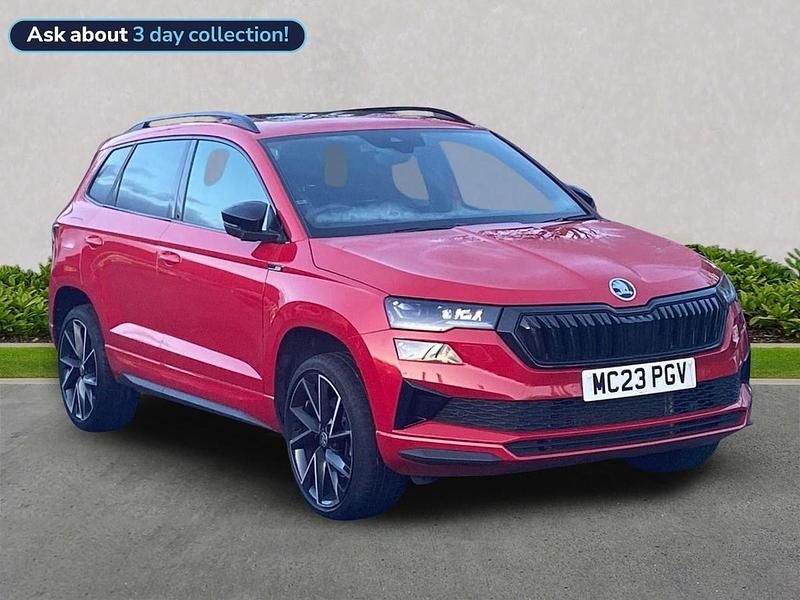 Red Used 2023 Skoda Karoq SportLine SUV | £23,625 (Fair price) - Image 1/2