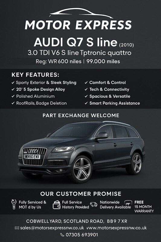 Grey Used 2010 Audi Q7 S-Line SUV | £7,895 (Fair price) - Image 1/4