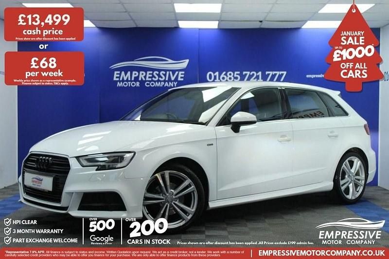 White Used 2019 Audi A3 Sportback S-Line Hatchback | £13,499 (Fair price) - Image 1/4