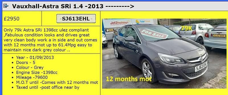 Grey Used 2013 Vauxhall Astra SRi Hatchback | £2,950 (Fair price) - Image 1/4