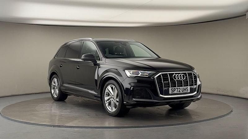 Mythos black metallic/mythos black metallic Used 2022 Audi Q7 S-Line SUV | £40,950 (Fair price) - Image 1/4