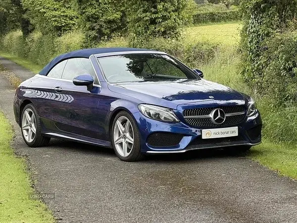 Used Mercedes C220 AMG line 170 HP (125 kW) 2017 Blue Cabriolet