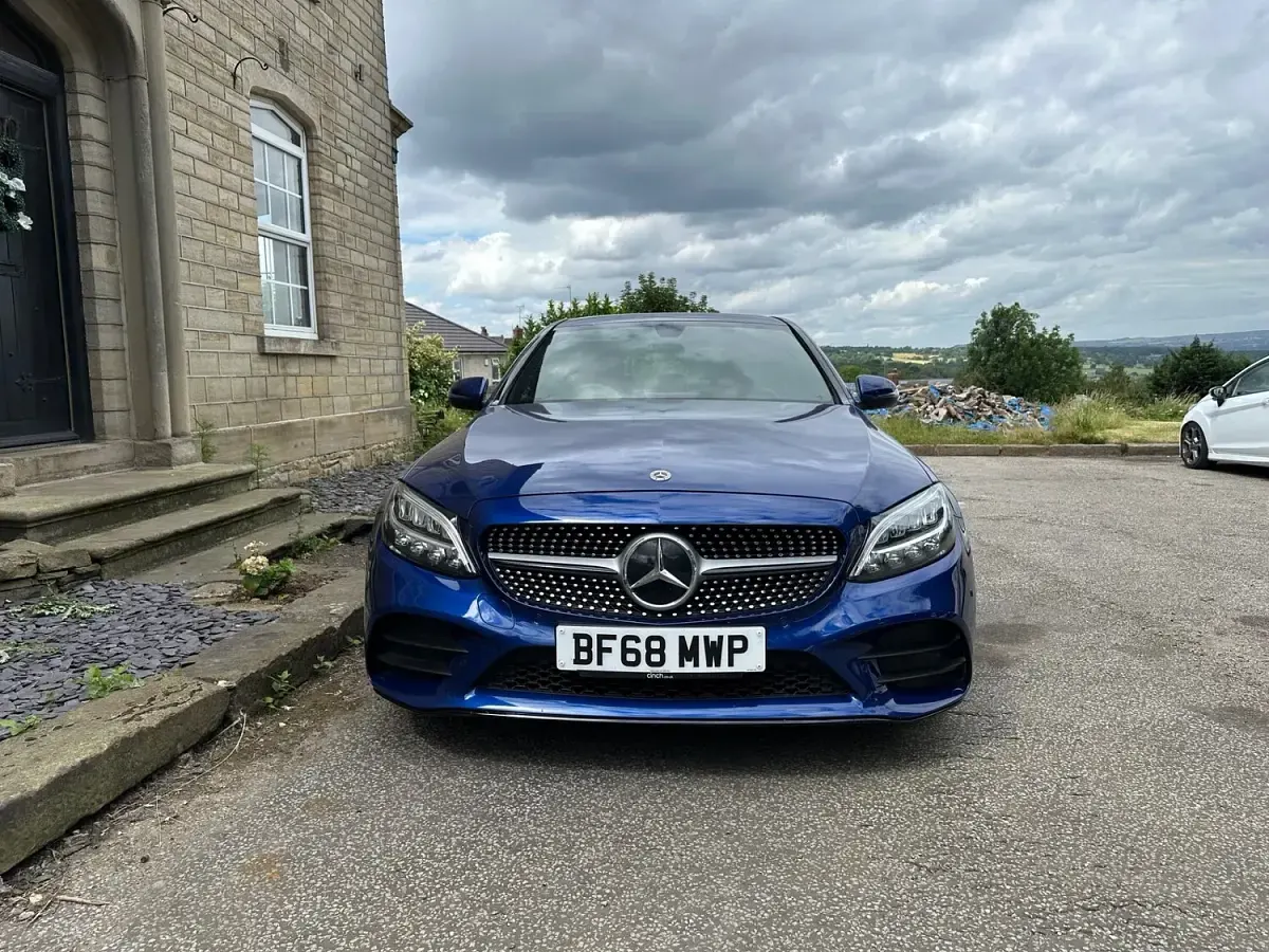 Used Mercedes C220 AMG line 194 HP (142 kW) 2018 Blue Sedan