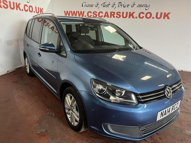 Begagnad VW Touran SE 105 HK (77 kW) 2014 Blå Minibuss