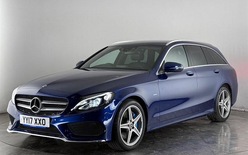 Used Mercedes C350e AMG line 294 HP (216 kW) 2017 Blue Estate