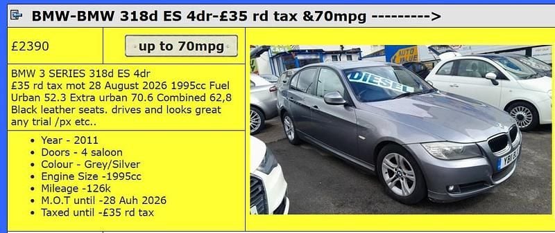 Grey Used 2011 BMW 318 Sedan | £2,290 (Good price) - Image 1/4