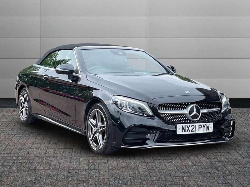 Black Used 2021 Mercedes C200 AMG line Cabriolet | £26,395 (Expensive) - Image 1/4