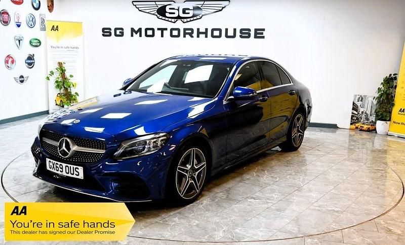 Used Mercedes C200 AMG line 184 HP (135 kW) 2019 Blue Sedan