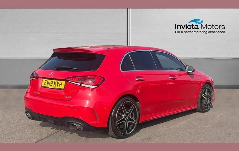 Used Mercedes A35 AMG Premium 306 HP (225 kW) 2019 Jupiter red gloss Hatchback