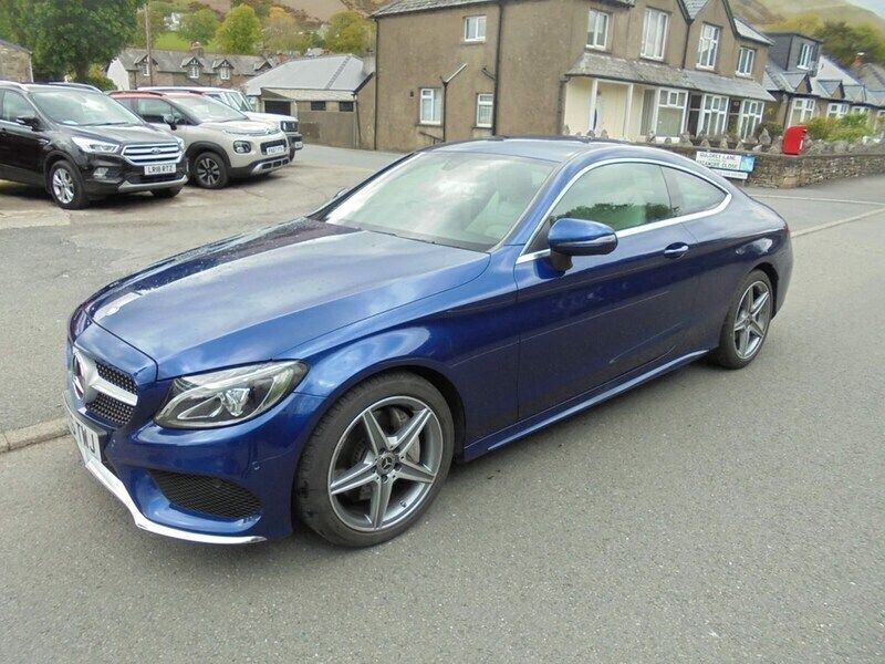 Used Mercedes C250 AMG line 201 HP (147 kW) 2017 Blue Coupe