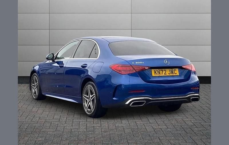 Used Mercedes C300e AMG line 313 HP (230 kW) 2022 Blue Sedan
