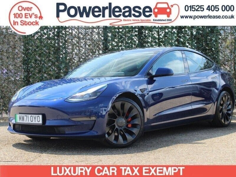 Blue Used 2021 Tesla Model 3 Performance Sedan | £20,989 (Fair price) - Image 1/4