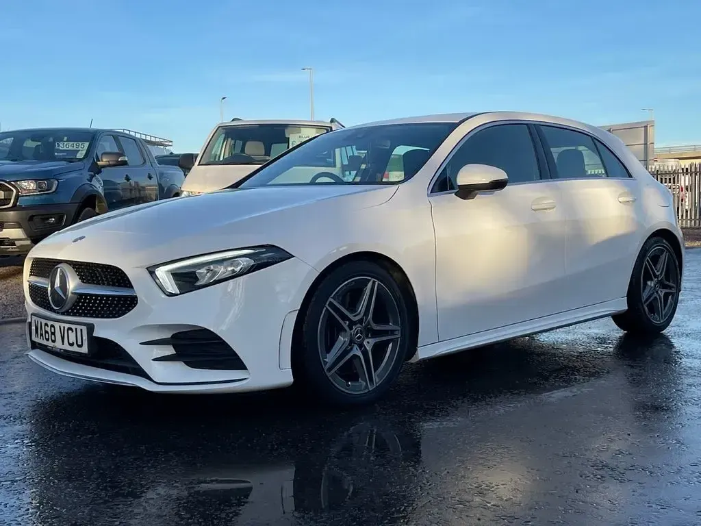 Used Mercedes A250 AMG line 224 HP (164 kW) 2018 White Hatchback