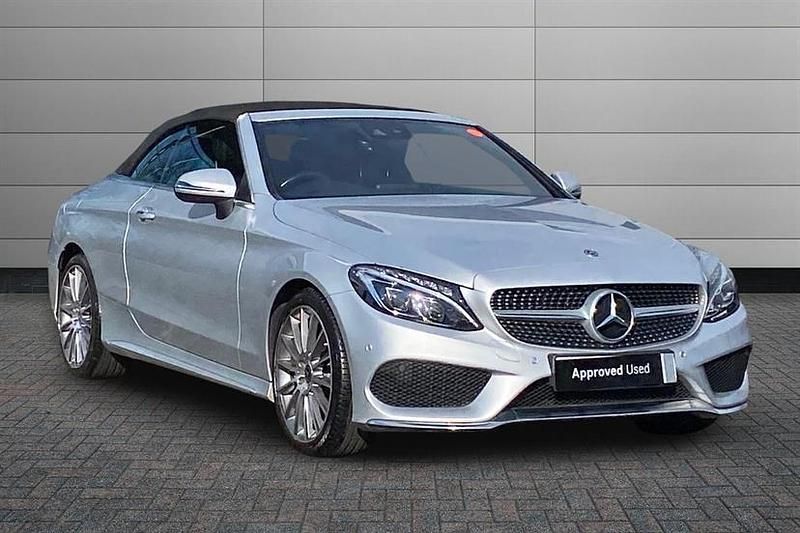 Used Mercedes C250 AMG line 204 HP (150 kW) 2018 Iridium silver Cabriolet