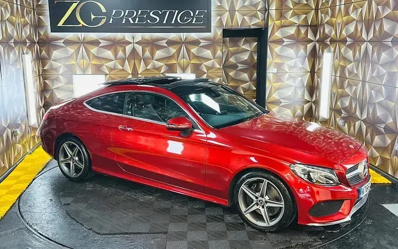 Used Mercedes C250 AMG line 204 HP (150 kW) 2017 Red Coupe