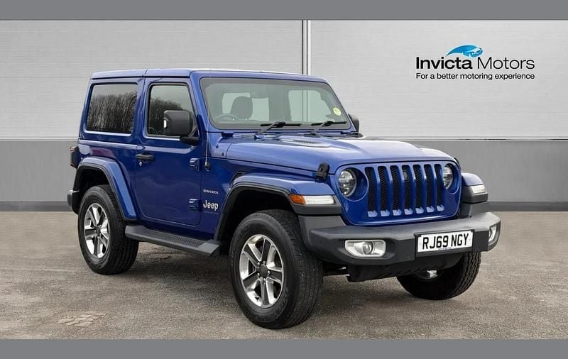 Ocean blue metallic Used 2019 Jeep Wrangler Sahara SUV | £34,900 (Fair price) - Image 1/4