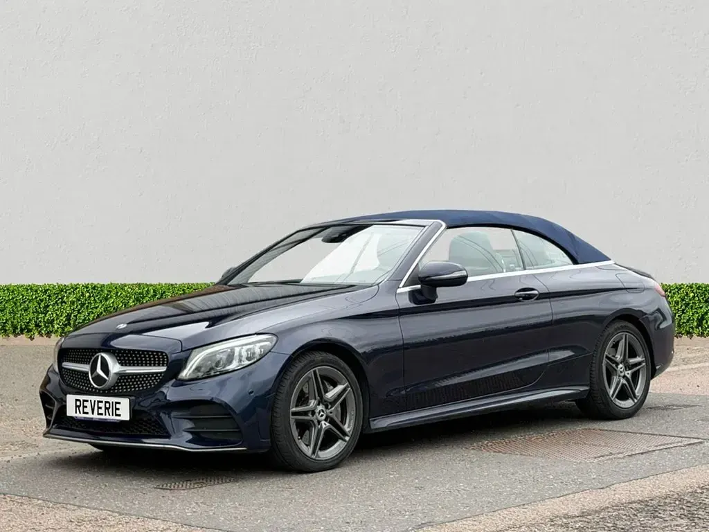 Used Mercedes C300 AMG line 245 HP (180 kW) 2019 Blue Cabriolet