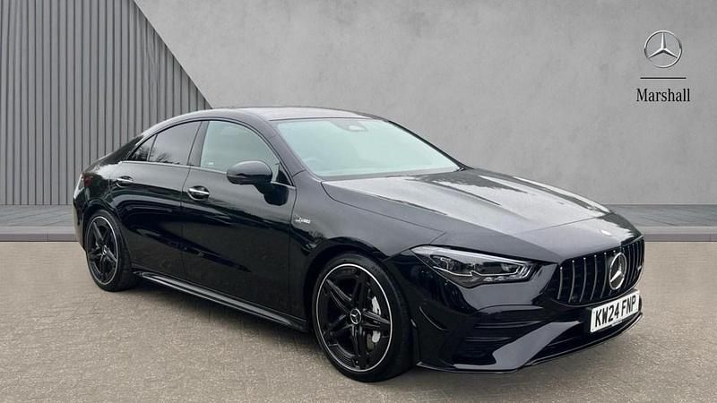 Cosmos black metallic Used 2024 Mercedes CLA35 AMG Premium Plus Sedan | £41,219 - Image 1/4