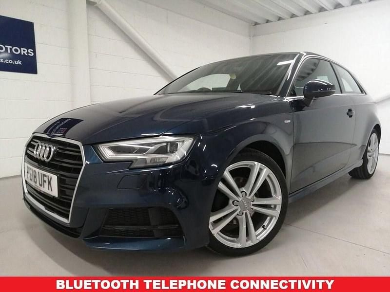 Begagnad Audi A3 S-Line 150 HK (110 kW) 2018 Blå Sedan