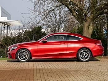Used Mercedes C300 AMG line 258 HP (189 kW) 2018 Red Coupe