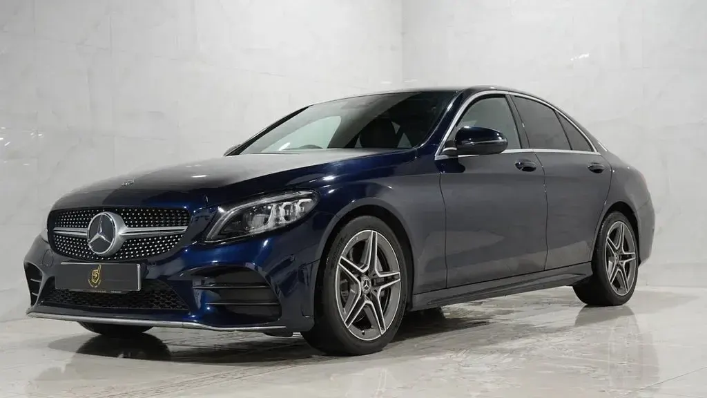Used Mercedes C300 AMG line 258 HP (189 kW) 2019 Blue Sedan