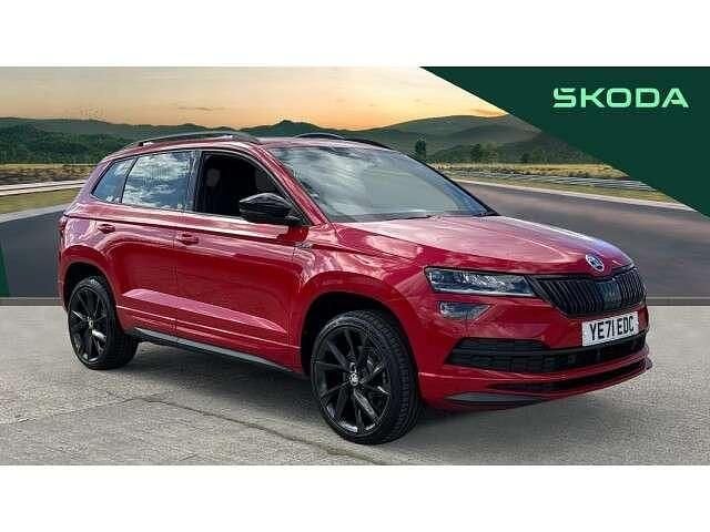 Red Used 2021 Skoda Karoq SportLine SUV | £17,724 (Good price) - Image 1/4