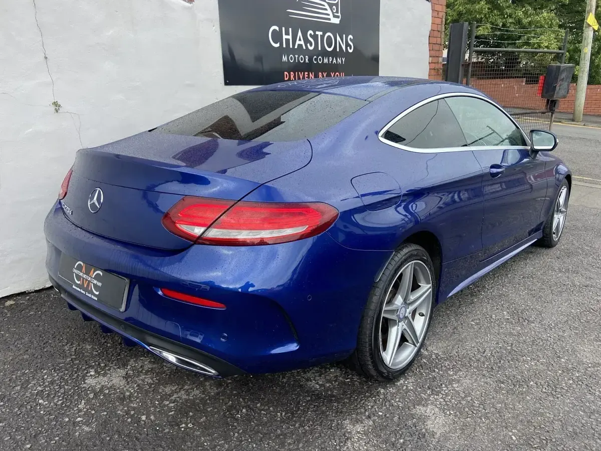 Used Mercedes C220 AMG line 170 HP (125 kW) 2017 Blue Coupe