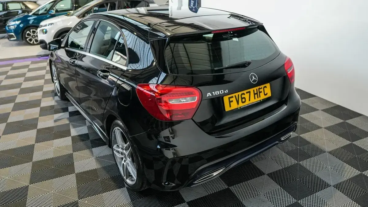 Used Mercedes A180 AMG line 109 HP (80 kW) 2017 Black Hatchback
