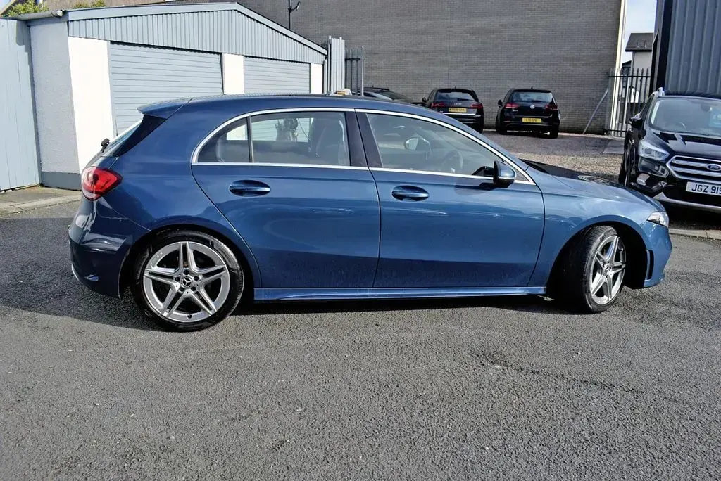 Used Mercedes A200 AMG line 163 HP (119 kW) 2019 Blue Hatchback