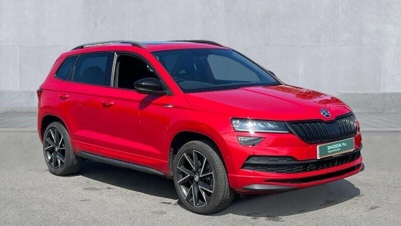 Red Used 2021 Skoda Karoq SportLine SUV | £21,280 (Fair price) - Image 1/4